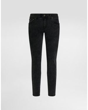 Dolce & Gabbana ロゴプレート ストレッチコットン スキニージーンズ - ブラック