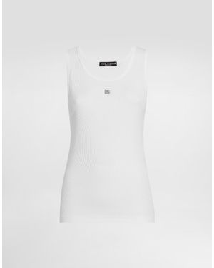 Dolce & Gabbana Fine-Rib Jersey Tank Top With Dg Logo Pin - White