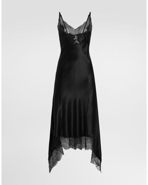 Dolce & Gabbana Silk Satin Slip Dress - Black