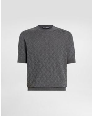Dolce & Gabbana Jersey De Seda Con Cuello Redondo - Gris