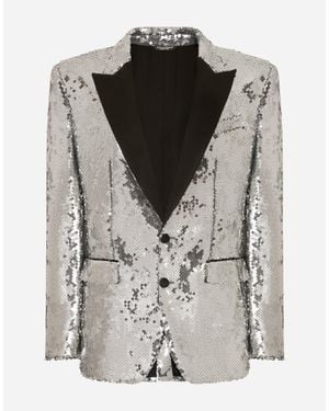 Dolce & Gabbana Sicilia Sequined Single-Breasted Tuxedo Jacket - Gray