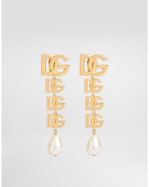 Dolce & Gabbana Clip-On Earrings With Dg Logo - Metallizzato