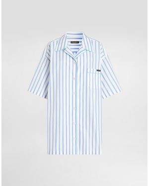 Dolce & Gabbana Striped Poplin Shirt - Blue