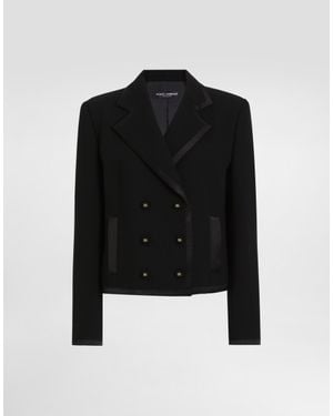 Dolce & Gabbana Short Double-Breasted Wool Crochet Jacket in