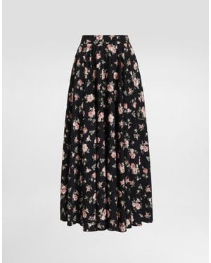 Dolce & Gabbana Vintage Roses-Print Charmeuse Circle Skirt - White