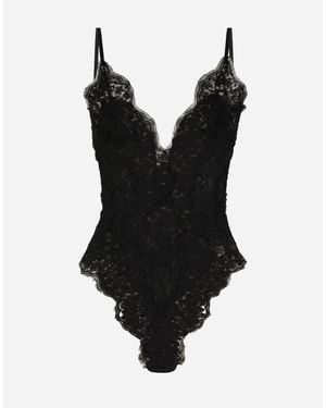 Dolce & Gabbana チュール&シャンティレース ボディスーツ - ブラック