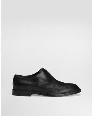 Dolce & Gabbana Washed Calfskin Laced Shoes - Black