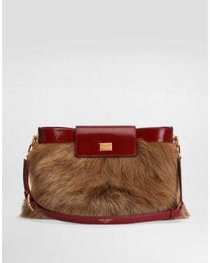 Dolce & Gabbana Vittoria Fur And Calfskin Shoulder Bag - Brown