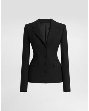 Dolce & Gabbana Chaqueta En Doble Crepé De Lana - Negro