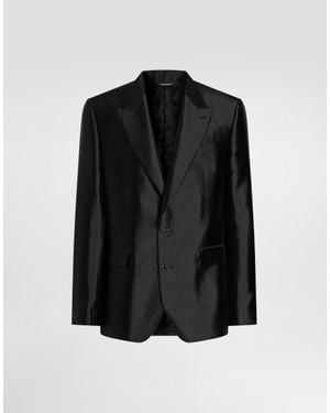 Dolce & Gabbana Sicilia Light Single-Breasted Mikado Silk Jacket - Black