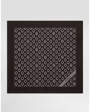 Dolce & Gabbana Silk Pocket Square With Micro-Design And Logo - Black