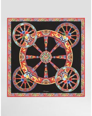 Dolce & Gabbana 90X90 Carretto-Print Silk Twill Scarf - Multicolour