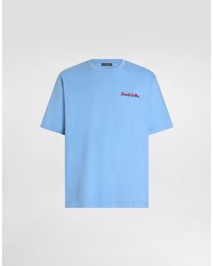 Dolce & Gabbana Cotton T-Shirt With Logo - Blue