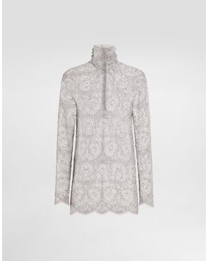 Dolce & Gabbana Chantilly Lace Blouse - White