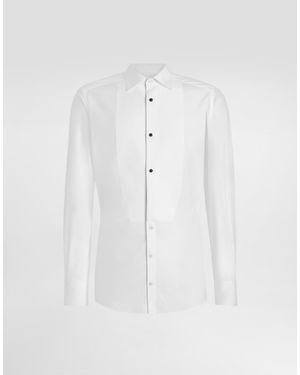 Dolce & Gabbana Cotton Poplin Tuxedo Shirt - White