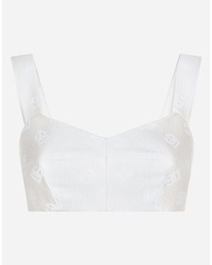 Dolce & Gabbana Logo Crop Top - White