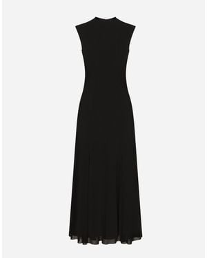 Dolce & Gabbana Light Viscose Jersey Calf-Length Dress - Black