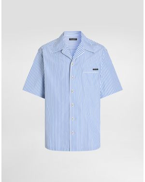 Dolce & Gabbana Hawaii Striped Poplin Shirt - Blue