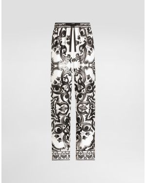 Dolce & Gabbana Majolica-Print Twill Pants - White