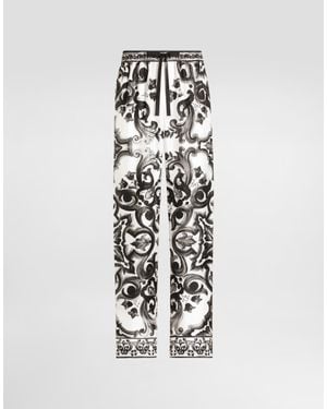 Dolce & Gabbana Majolica-Print Twill Pants - White