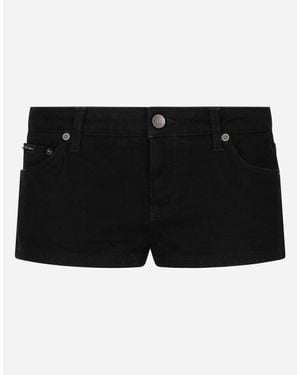 Dolce & Gabbana Shorts Denim A Vita Media - Nero
