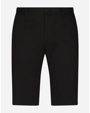 Dolce & Gabbana Stretch Cotton Shorts With Dg Patch - Black