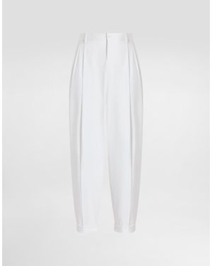 Dolce & Gabbana Cotton Gabardine Pants With Double Darts - White