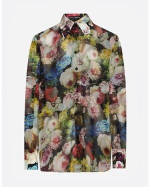 Dolce & Gabbana Nocturnal Floral Silk Chiffon Shirt - Multicolor