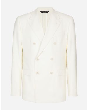 Dolce & Gabbana Double-Breasted Taormina-Fit Flannel Jacket - White