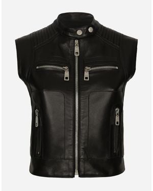 Dolce & Gabbana Zip-Up Leather Vest - Black