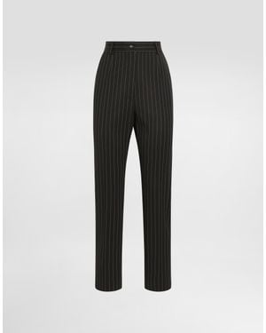 Dolce & Gabbana Wool-blend Pinstripe Trousers - Black