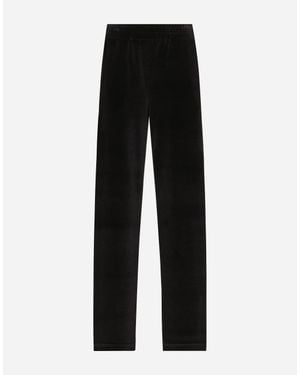 Dolce & Gabbana Cotton Chenille Jogging Pants With Dg Logo - Black