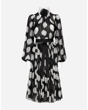 Dolce & Gabbana ドットプリント&フェザートリム シフォンケープ