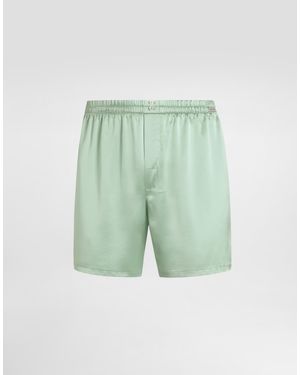 Dolce & Gabbana Silk Satin Boxer Shorts - Green
