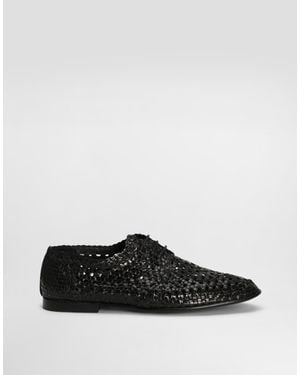 Dolce & Gabbana Polished Goatskin Derby Shoes - White