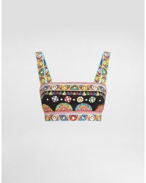 Dolce & Gabbana Carretto-Print Cotton Top - White