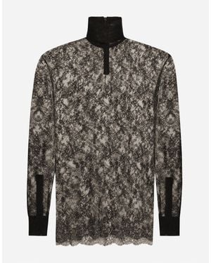 Dolce & Gabbana Lace Turtleneck Shirt - Grey