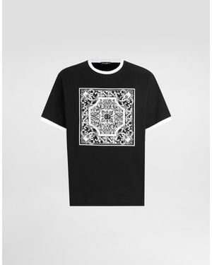 Dolce & Gabbana コットン Tシャツ プリント＆エンブロイダリー - ブラック