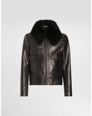 Dolce & Gabbana Single-Breasted Coat With Fur Collar - Schwarz