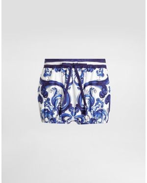 Dolce & Gabbana Dg Exclusive Majolica- Poplin Shorts - Blue