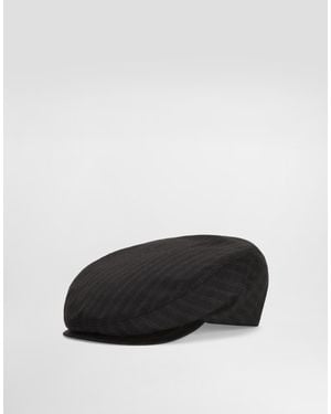 Dolce & Gabbana Virgin Wool Pinstripe Flat Cap - Schwarz