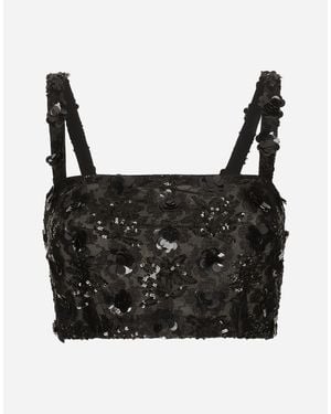 Dolce & Gabbana Bralette Top With Sequin Embroidery - Black