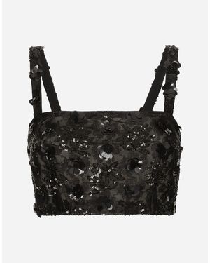 Dolce & Gabbana Bralette Top With Sequin Embroidery - Black