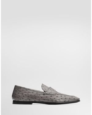 Dolce & Gabbana Slipper Aus Straußenleder - Grau