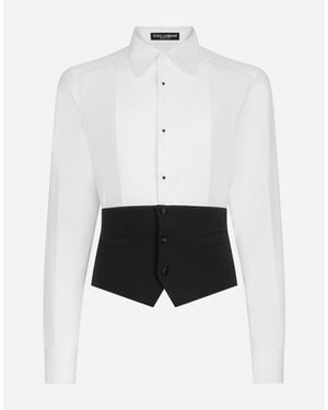 Dolce & Gabbana Contrasting Panel Wool-Blend Shirt - White