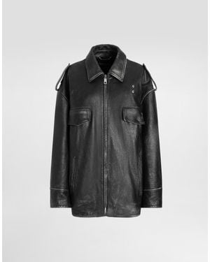 Dolce & Gabbana Vintage-Effect Leather Jacket - Black