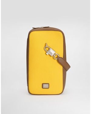 Dolce & Gabbana Lock Canvas And Calfskin Handbag - Yellow