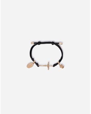 Dolce & Gabbana Fabric Sicily Bracelet With 18Kt Pendant Charms - ブルー