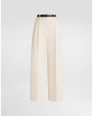 Dolce & Gabbana Rustic Cotton And Linen Canvas Pants - White