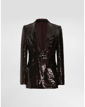 Dolce & Gabbana Single-Breasted Sequin Jacket - Black